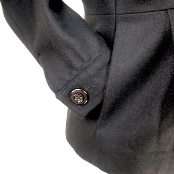 Anthropologie Tulle Size S Double Breasted Pea Coat Jacket Black Wool Blend - Picture 7 of 10